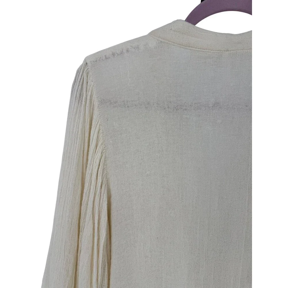 Free People Bell Sleeve Cream Romper Playsuit S| Boho Coastal Cowgirl Whimsigoth - Picture 13 of 16